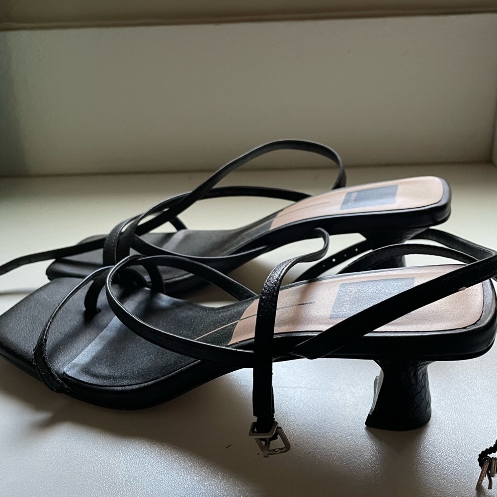 Dolce vita lace up black mini heels